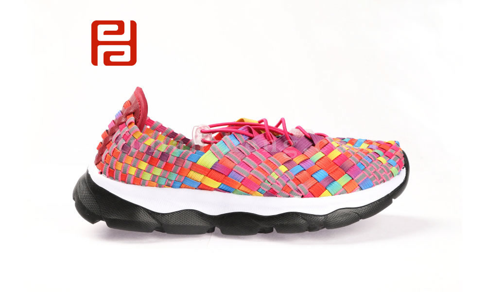 福连升时尚休闲女鞋潮流编织弹力面炫彩拼色女鞋图片