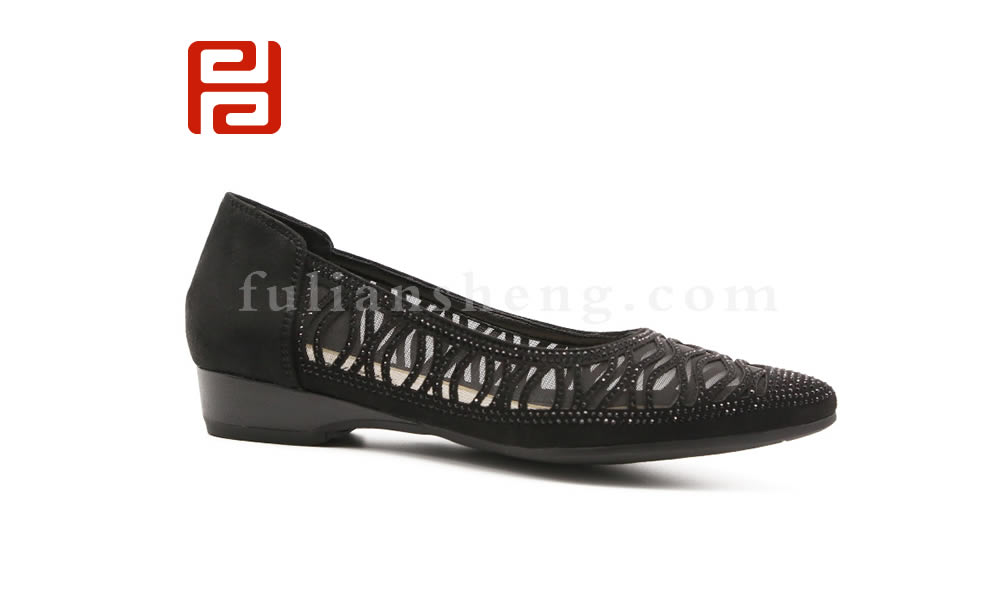 福连升夏时尚透气网孔低跟老北京布鞋女士凉鞋图片