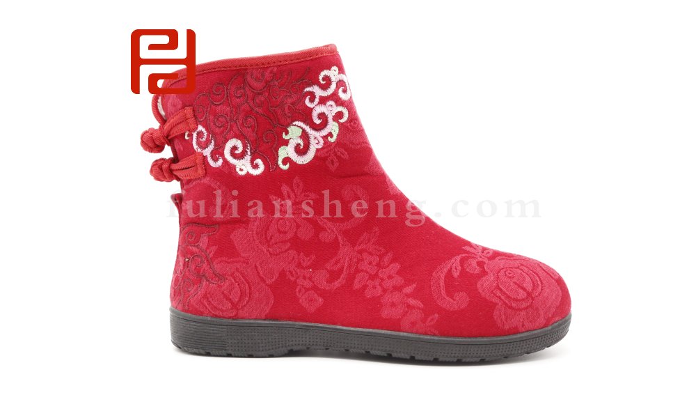 福连升老北京布鞋2020冬季新款民族风中国风绣花印花舒适短靴图片