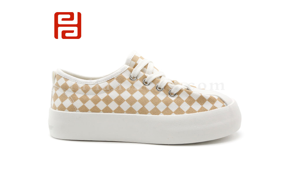 福连升夏季女鞋板鞋自由撞色棋盘格厚底舒适透气鞋子