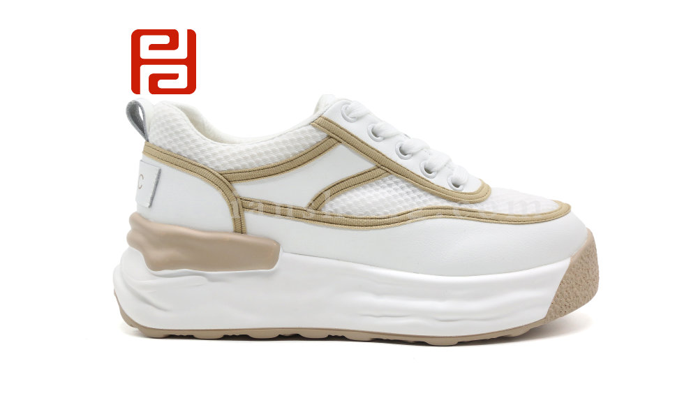 福连升夏季女鞋线条装饰休闲阿甘鞋