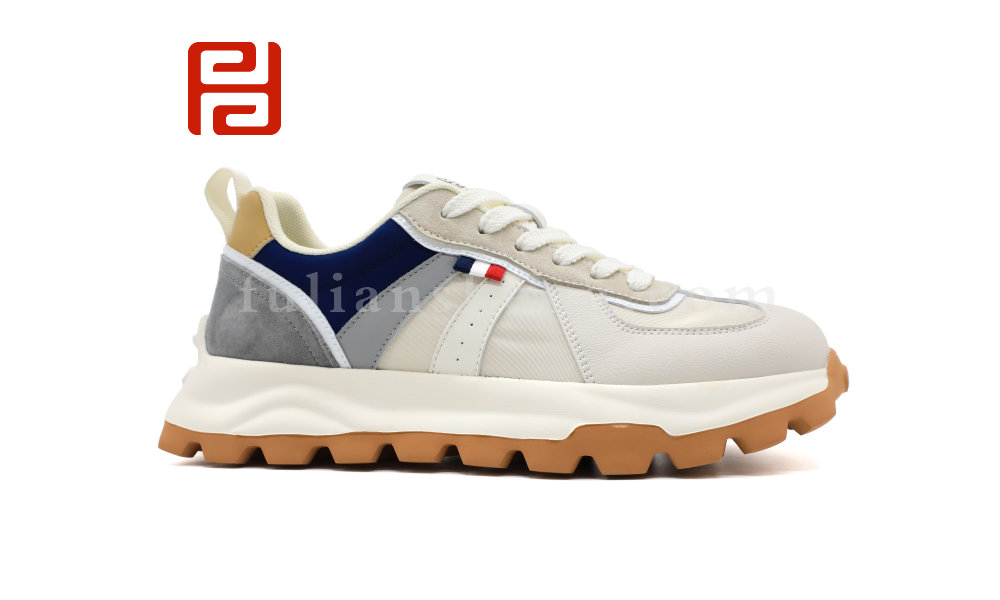 时尚休闲男鞋猪巴皮+雨伞布面料3D缓震鞋垫