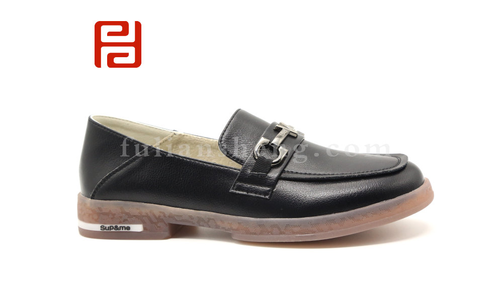 福连升女乐福英伦风平底牛筋底浅口休闲单鞋百搭豆豆鞋图片