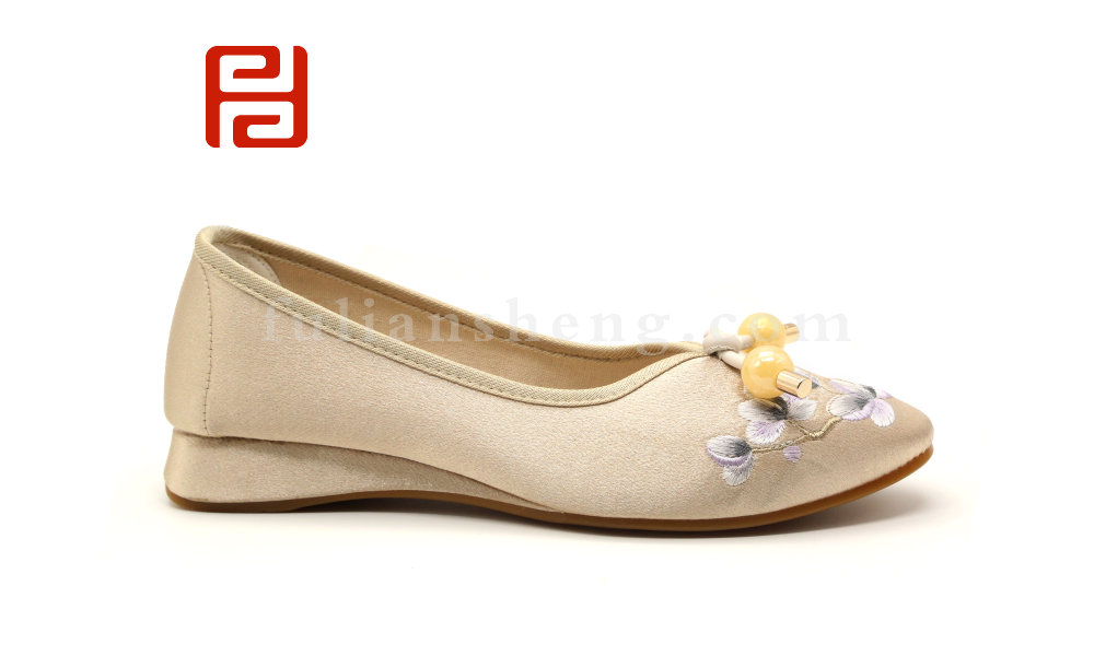 福连升老北京布鞋民族风绣花女鞋棉麻古典坡跟休闲