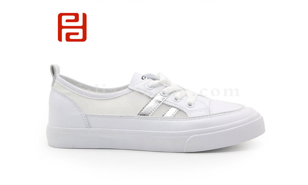 福连升夏季休闲板鞋透气网布低帮平底学生小白鞋女鞋图片