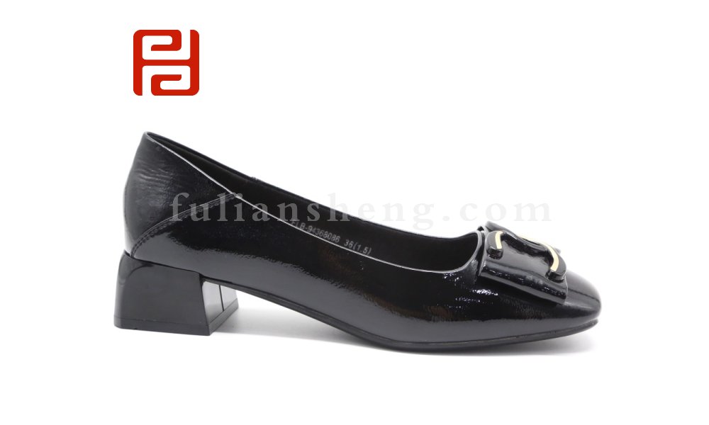 福连升休闲鞋浅口软底舒适棉麻女鞋春秋新款工作白搭粗跟图片