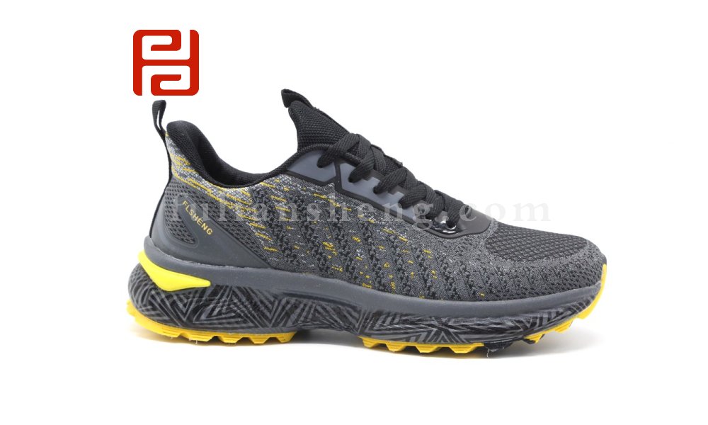 福连升秋季户外休闲运动旅游鞋防滑透气拼色飞织男鞋