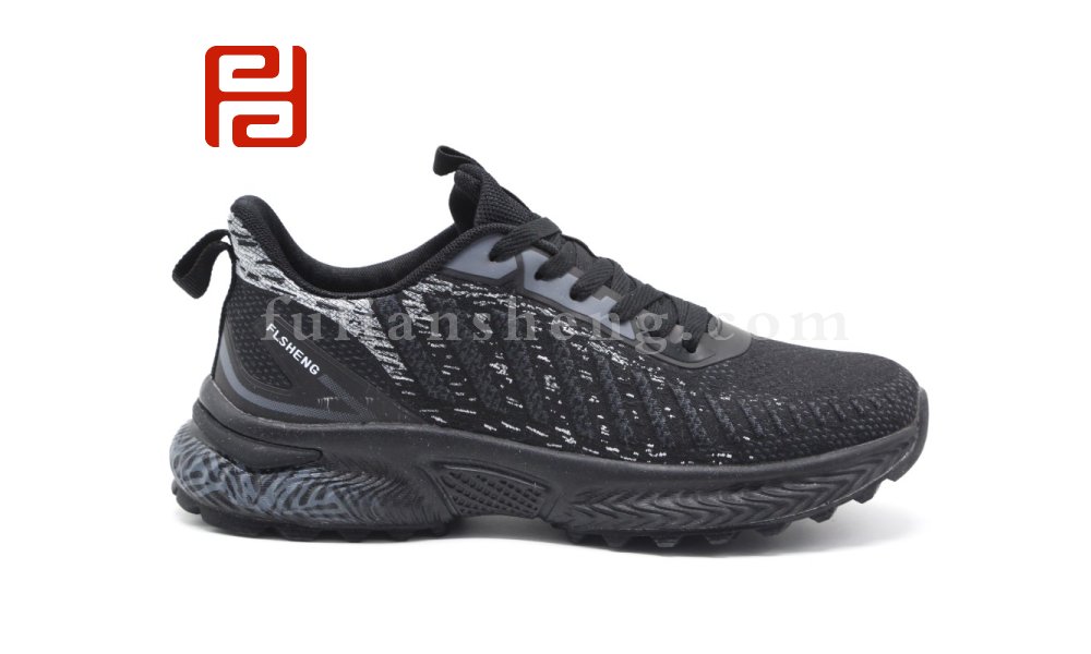 福连升秋季户外休闲运动旅游鞋防滑透气拼色飞织男鞋