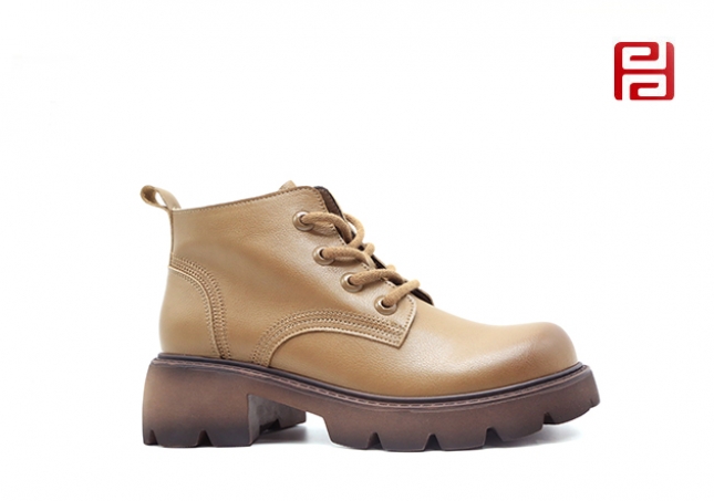 福连升秋冬季新品女鞋时尚休闲高帮低跟女鞋时尚短靴