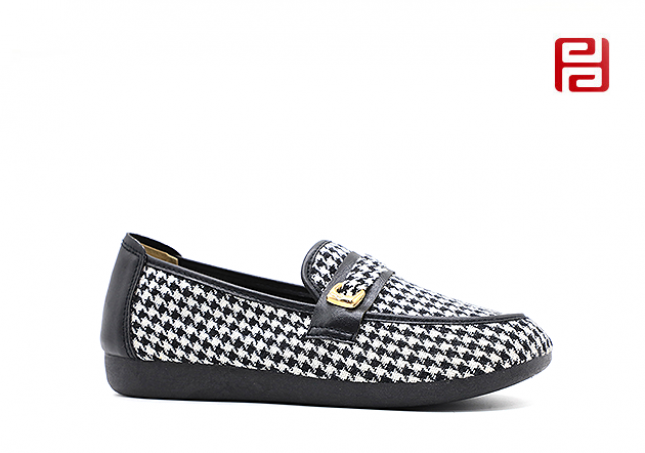 舒适休闲女鞋格子布面料棉麻里布春季单鞋女鞋