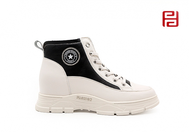 福连升休闲鞋2020冬季新款时尚运动百搭厚底显高牛皮老爹鞋