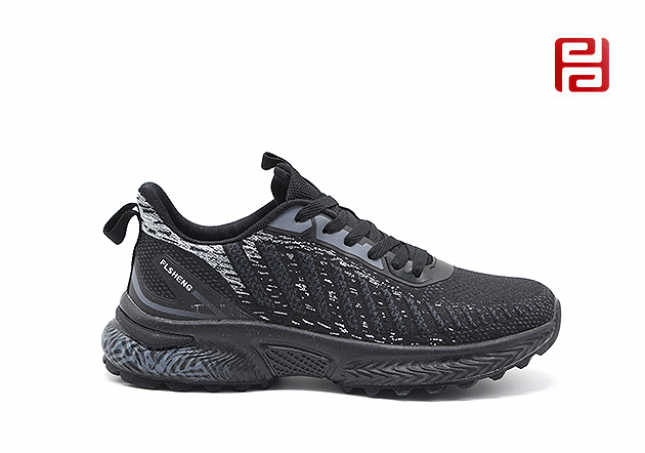 福连升秋季户外休闲运动旅游鞋防滑透气拼色飞织男鞋