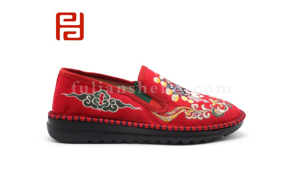福连升老北京布鞋平底套脚绣花国风女鞋脸谱社会鞋